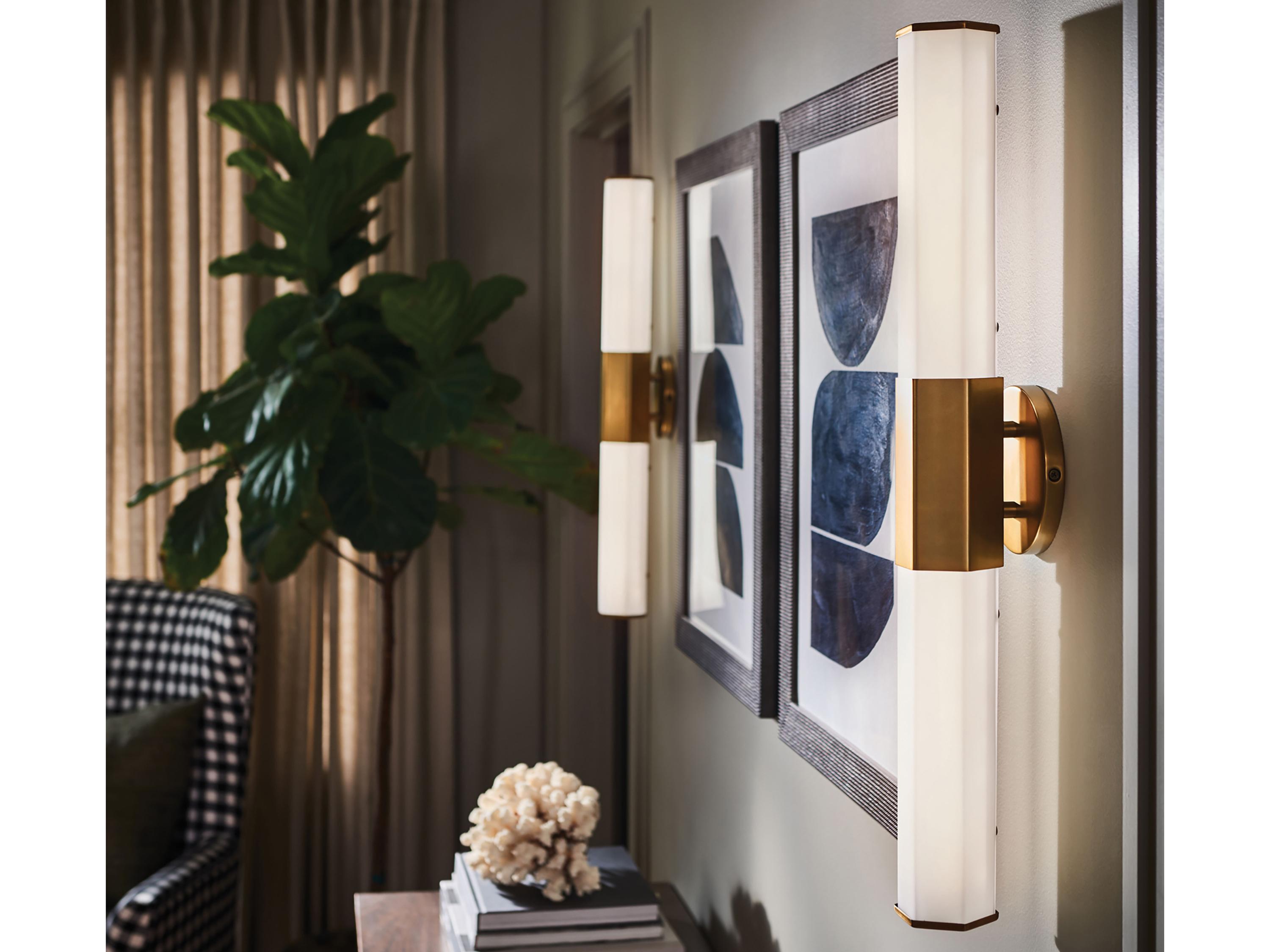 Hinkley Facet Heritage Brass White Glass LED Vanity Light