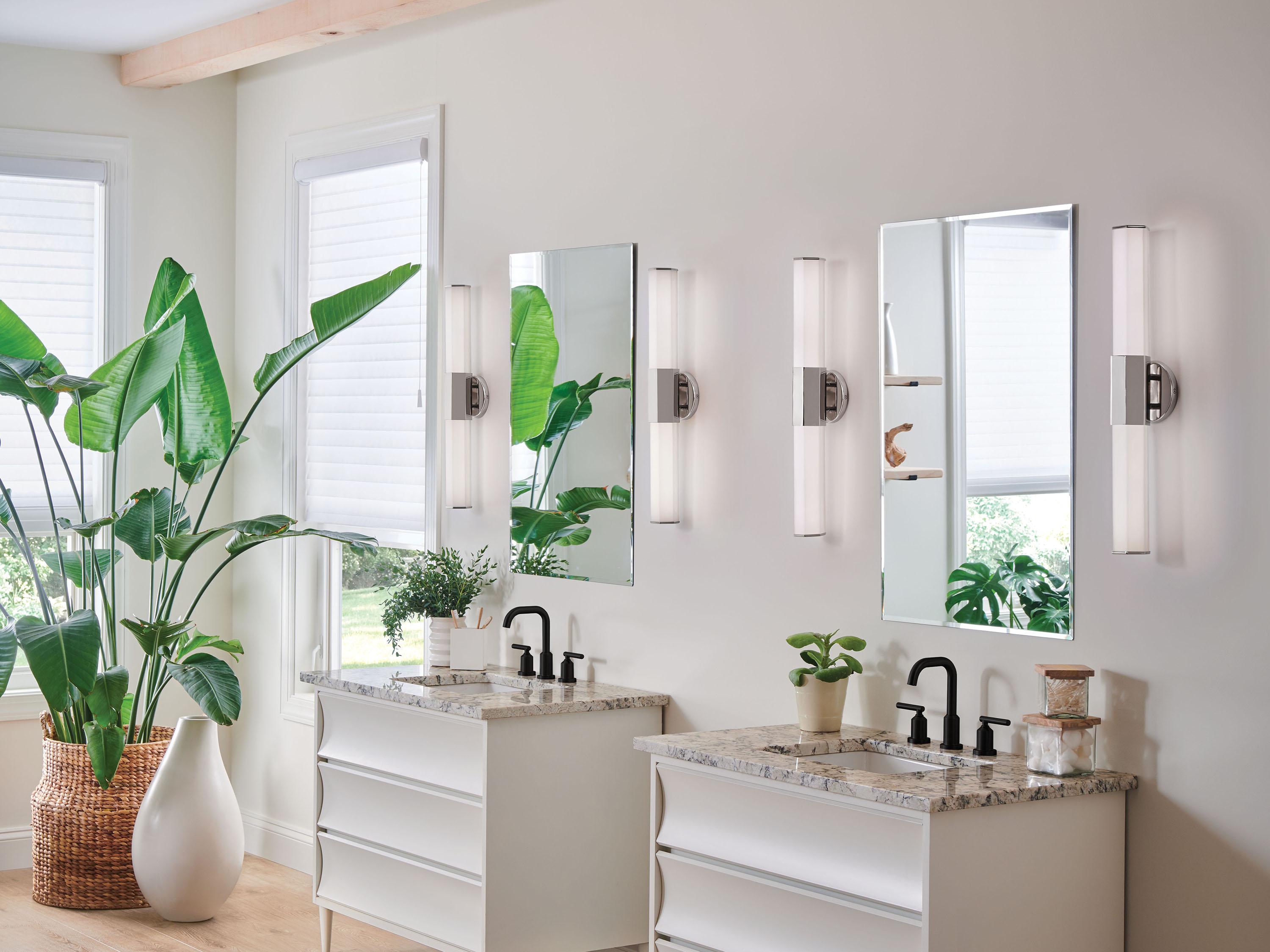 Hinkley Facet Polished Nickel White Glass LED Vanity Light