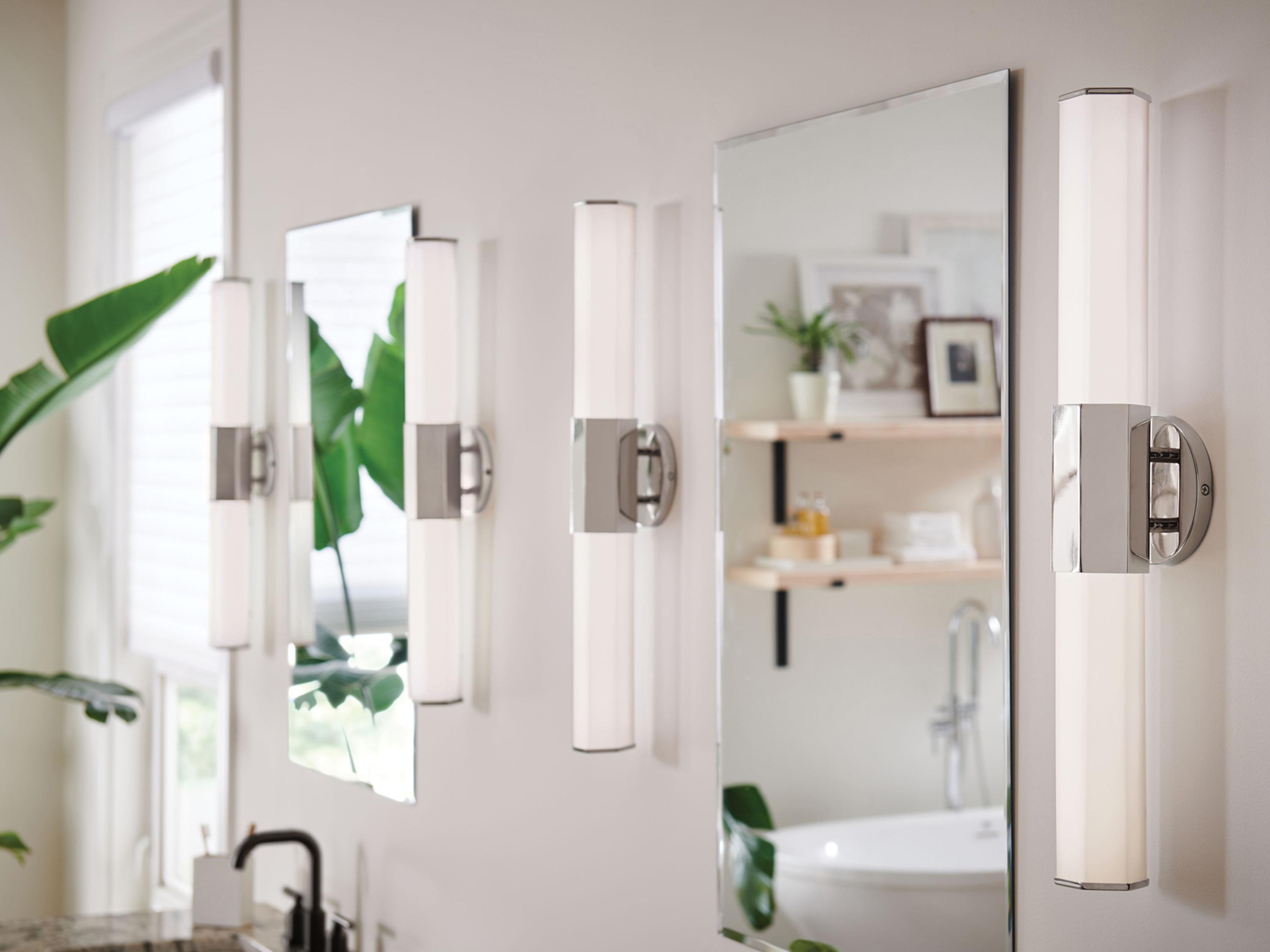 Hinkley Facet Polished Nickel White Glass LED Vanity Light