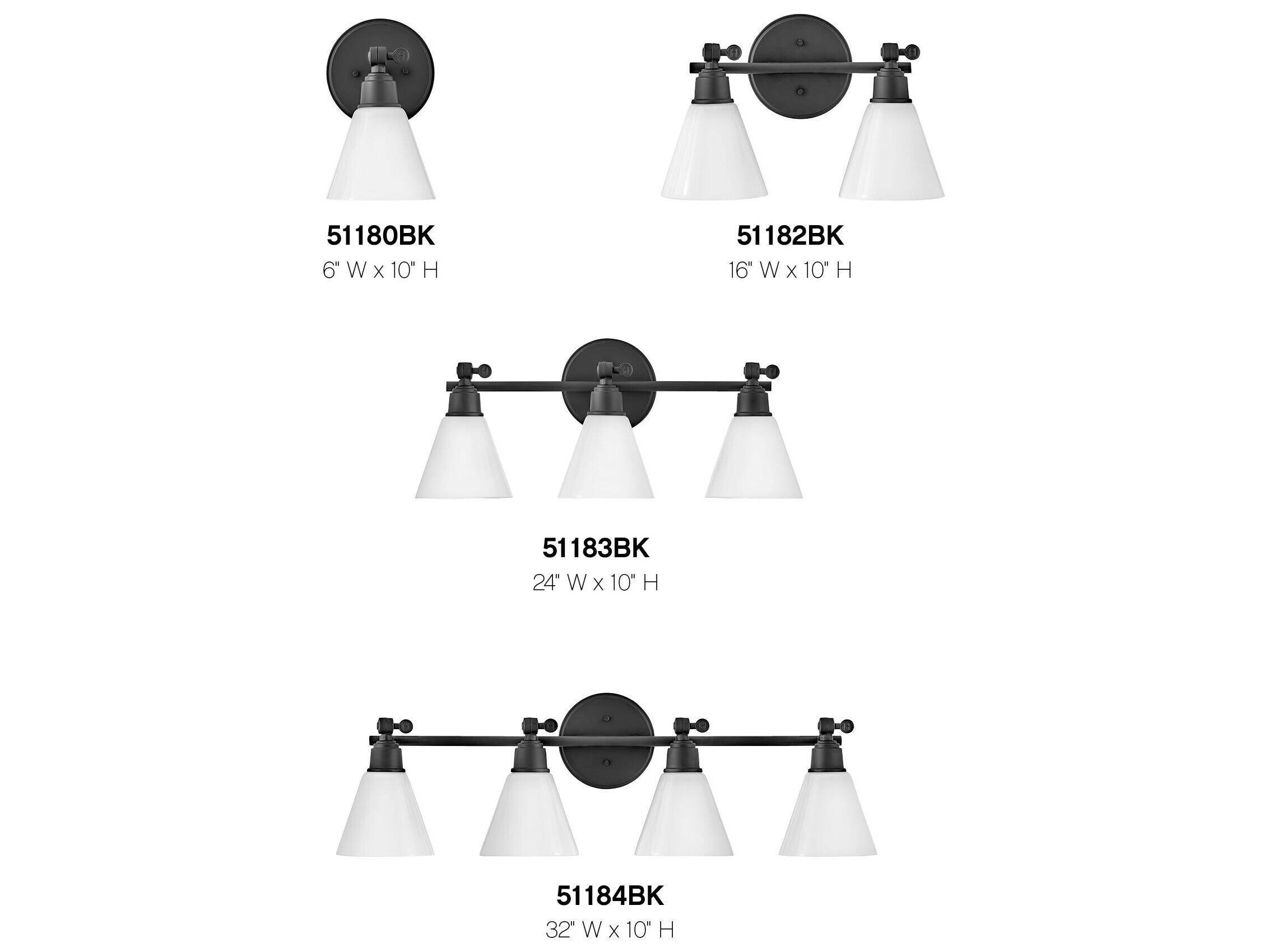 Hinkley Arti 3-Light Black Glass Vanity Light