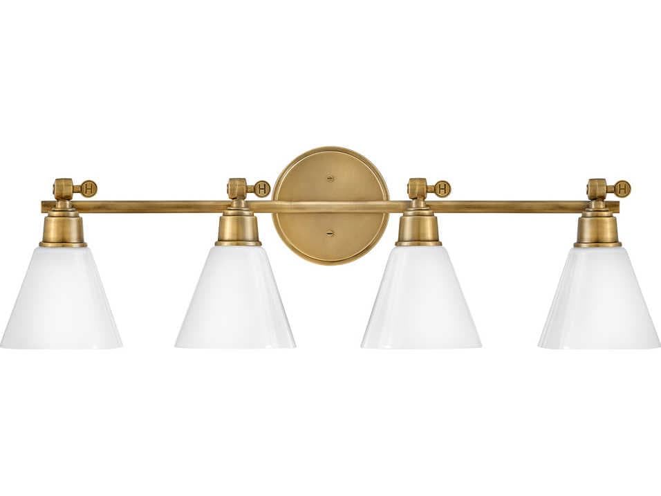 Hinkley Arti 4-Light Heritage Brass Glass Vanity Light