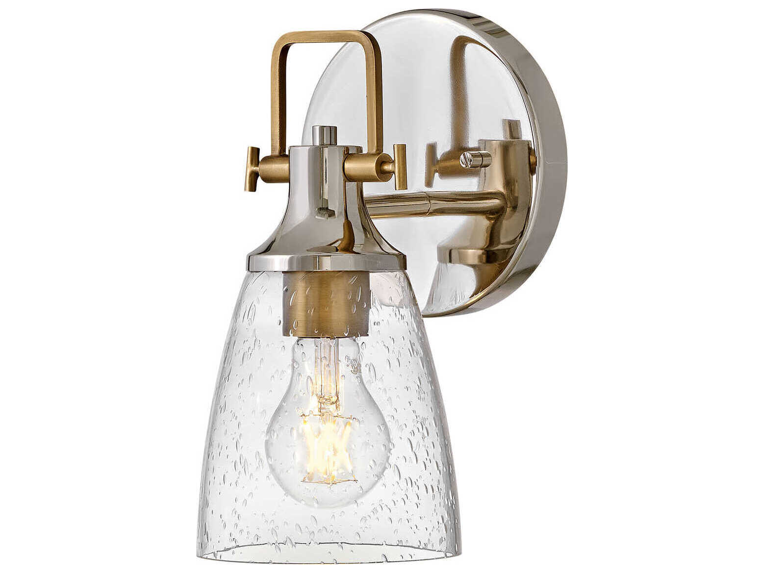 Hinkley Easton 1-Light Polished Nickel Heritage Brass Glass Vanity Light