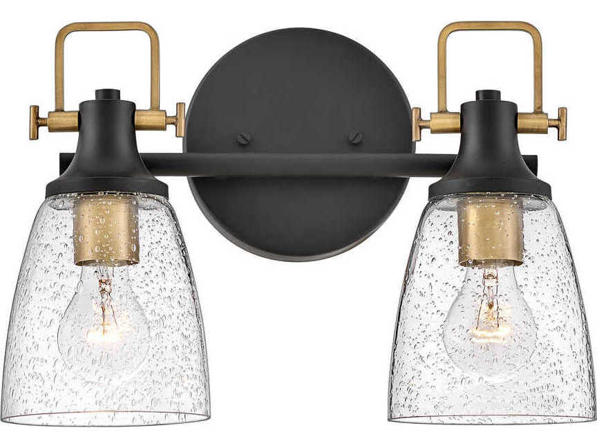 Hinkley Easton 2-Light Black Heritage Brass Glass Vanity Light
