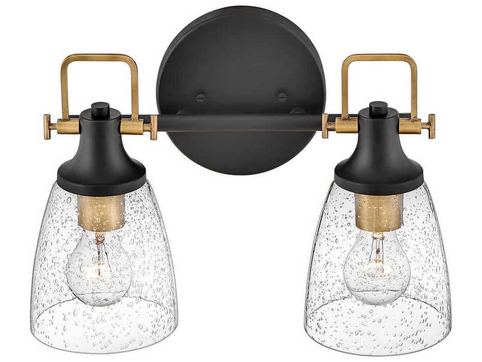 Hinkley Easton 2-Light Black Heritage Brass Glass Vanity Light