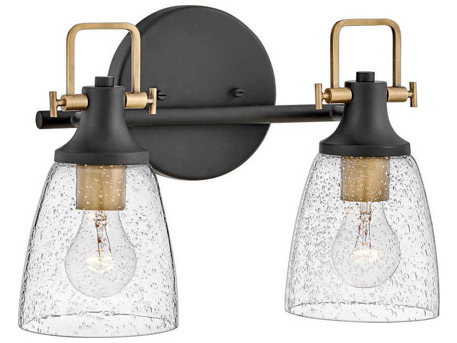 Hinkley Easton 2-Light Black Heritage Brass Glass Vanity Light