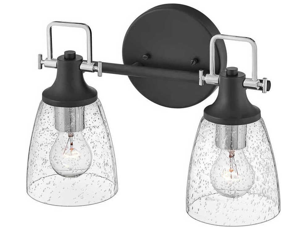Hinkley Easton 2-Light Black Chrome Glass Vanity Light