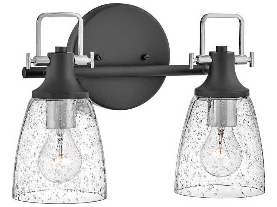 Hinkley Easton 2-Light Black Chrome Glass Vanity Light