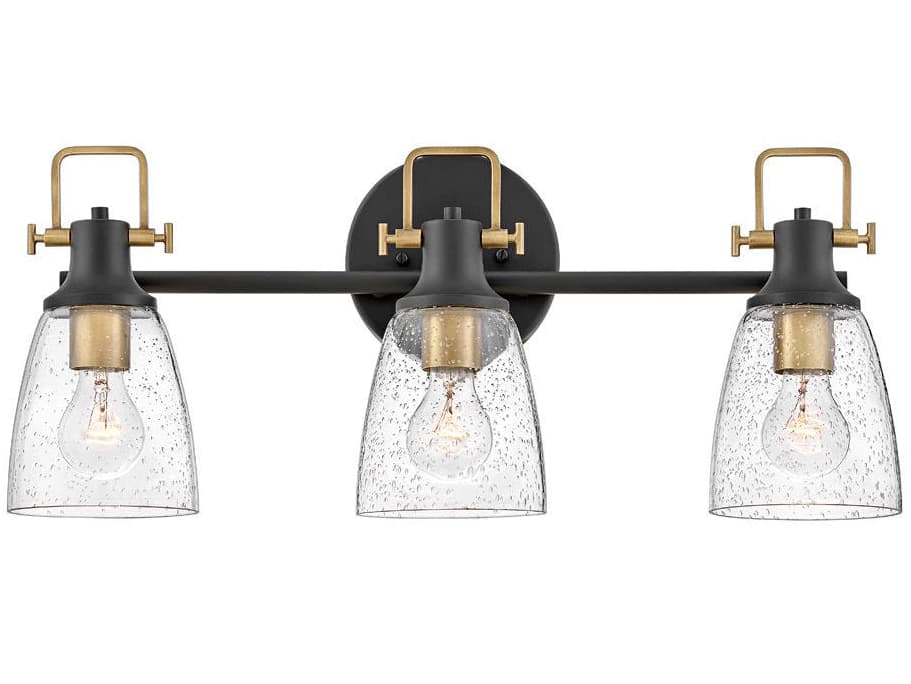 Hinkley Easton 3-Light Black Brass Glass Vanity Light