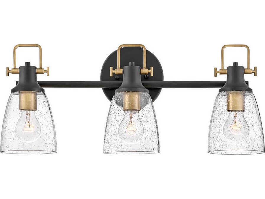 Hinkley Easton 3-Light Black Brass Glass Vanity Light