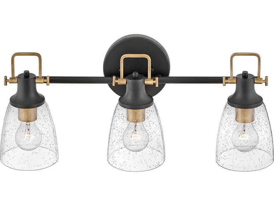 Hinkley Easton 3-Light Black Brass Glass Vanity Light