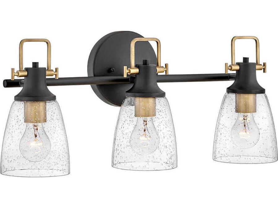 Hinkley Easton 3-Light Black Brass Glass Vanity Light