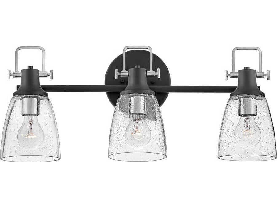 Hinkley Easton 3-Light Black Chrome Glass Vanity Light