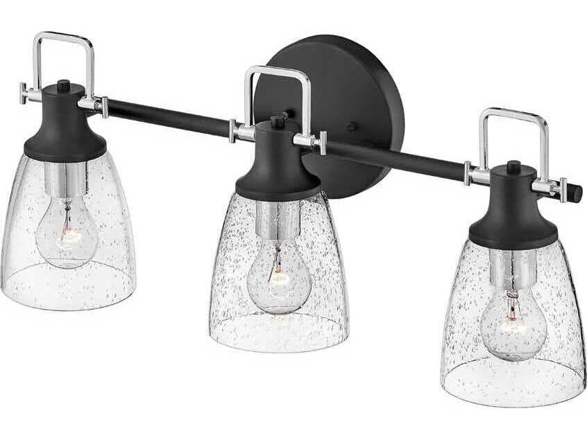 Hinkley Easton 3-Light Black Chrome Glass Vanity Light