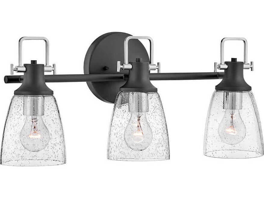 Hinkley Easton 3-Light Black Chrome Glass Vanity Light