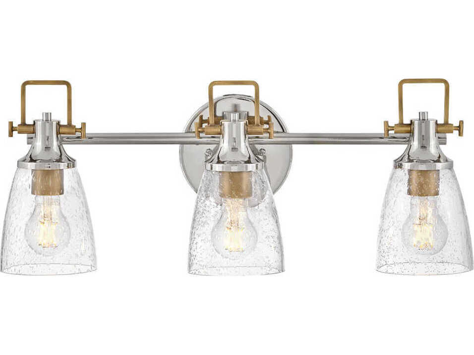 Hinkley Easton 3-Light Polished Nickel Heritage Brass Glass Vanity Light