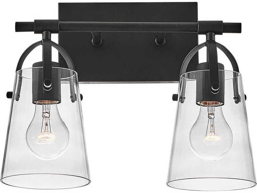 Hinkley Foster 2-Light Black Glass Vanity Light
