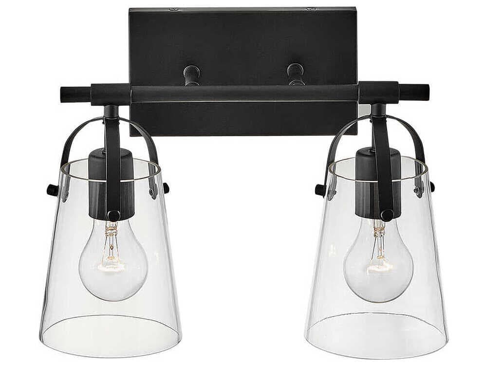 Hinkley Foster 2-Light Black Glass Vanity Light