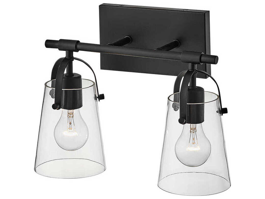 Hinkley Foster 2-Light Black Glass Vanity Light