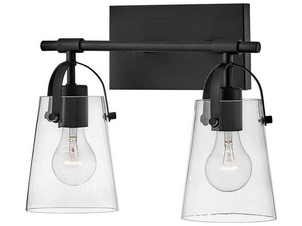 Hinkley Foster 2-Light Black Glass Vanity Light