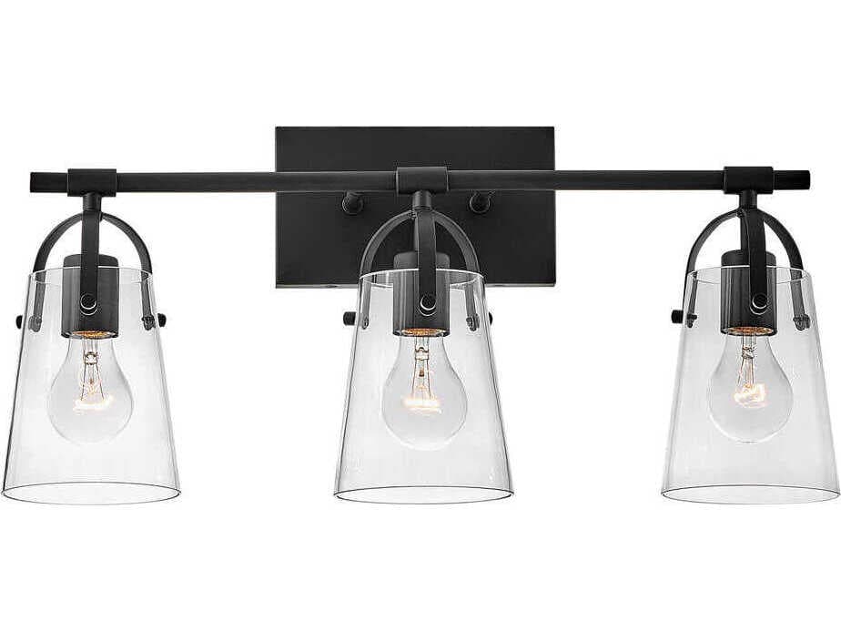 Hinkley Foster 3-Light Black Glass Vanity Light