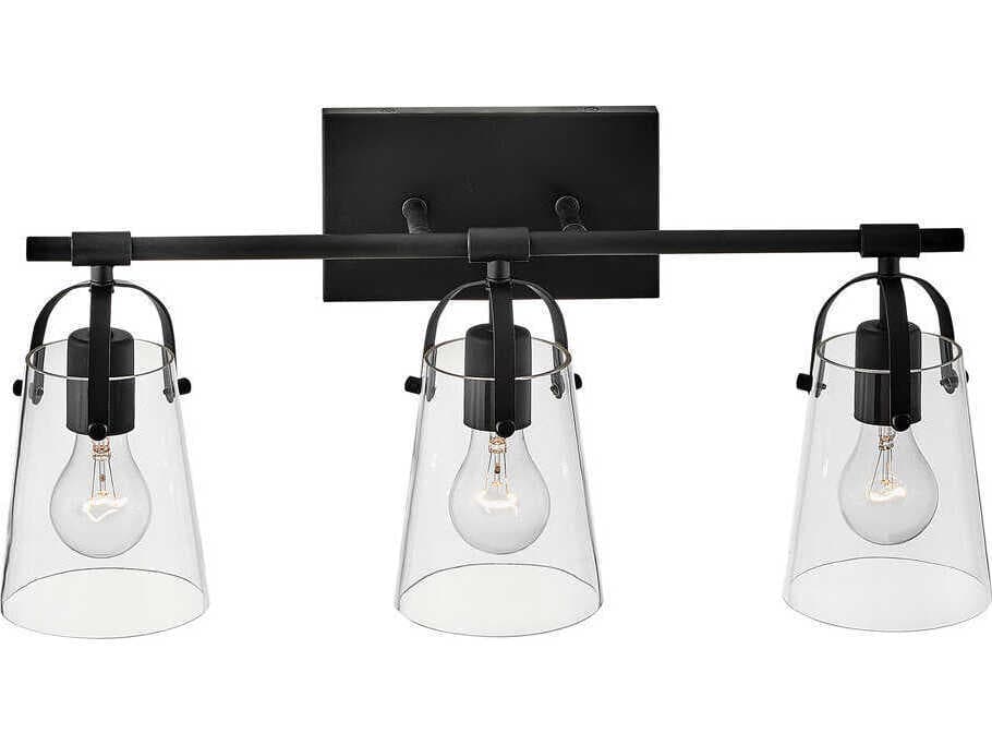 Hinkley Foster 3-Light Black Glass Vanity Light
