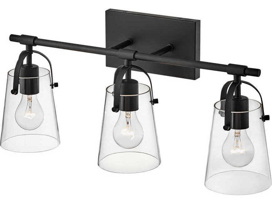 Hinkley Foster 3-Light Black Glass Vanity Light