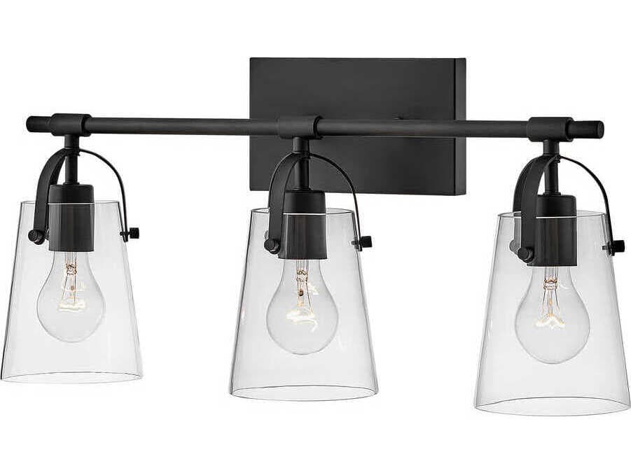 Hinkley Foster 3-Light Black Glass Vanity Light
