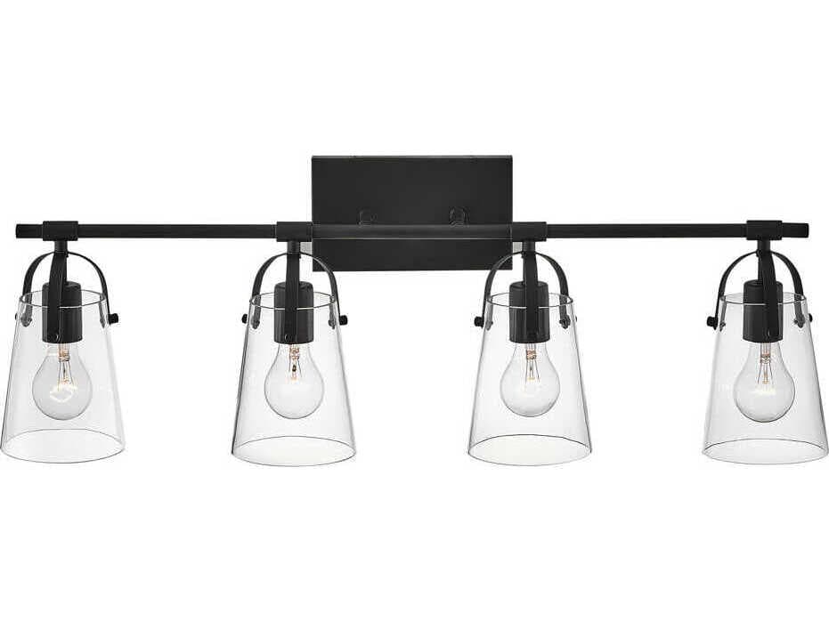 Hinkley Foster 4-Light Black Glass Vanity Light