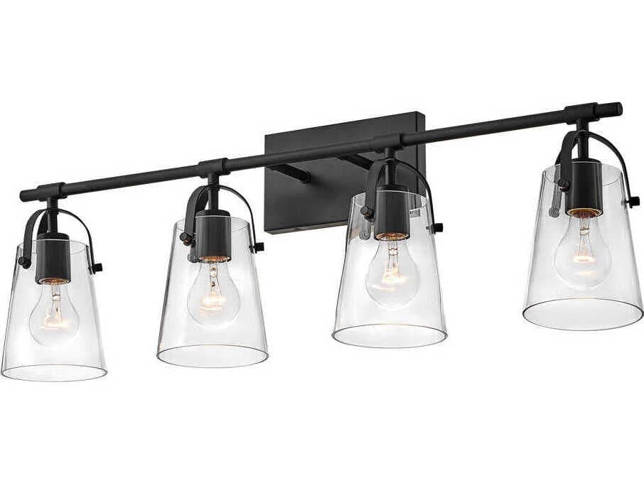 Hinkley Foster 4-Light Black Glass Vanity Light