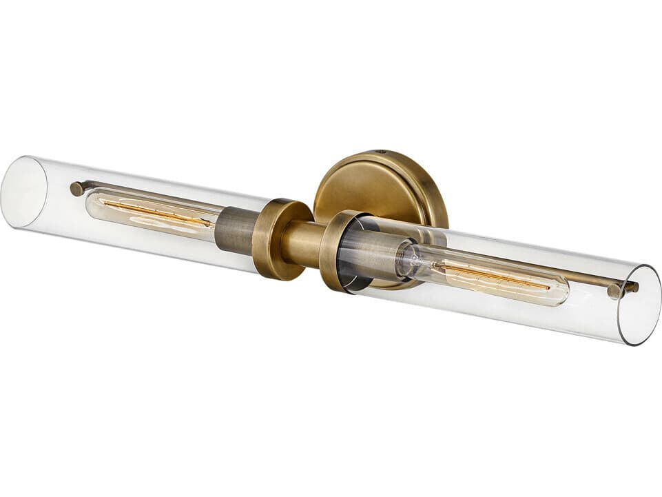 Hinkley Vaughn 2-Light Heritage Brass Glass Vanity Light