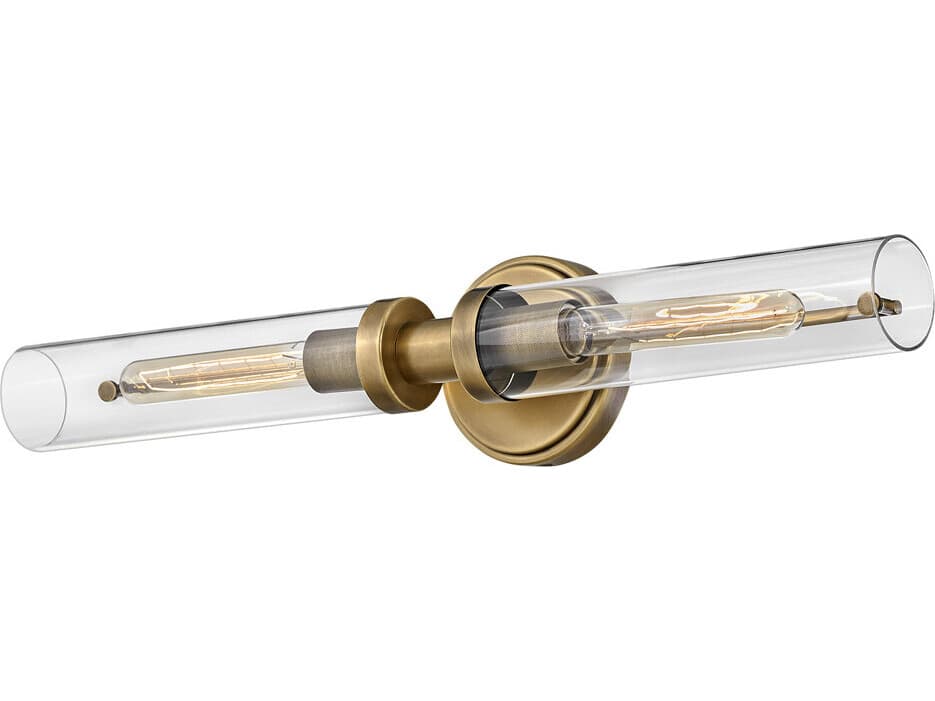 Hinkley Vaughn 2-Light Heritage Brass Glass Vanity Light