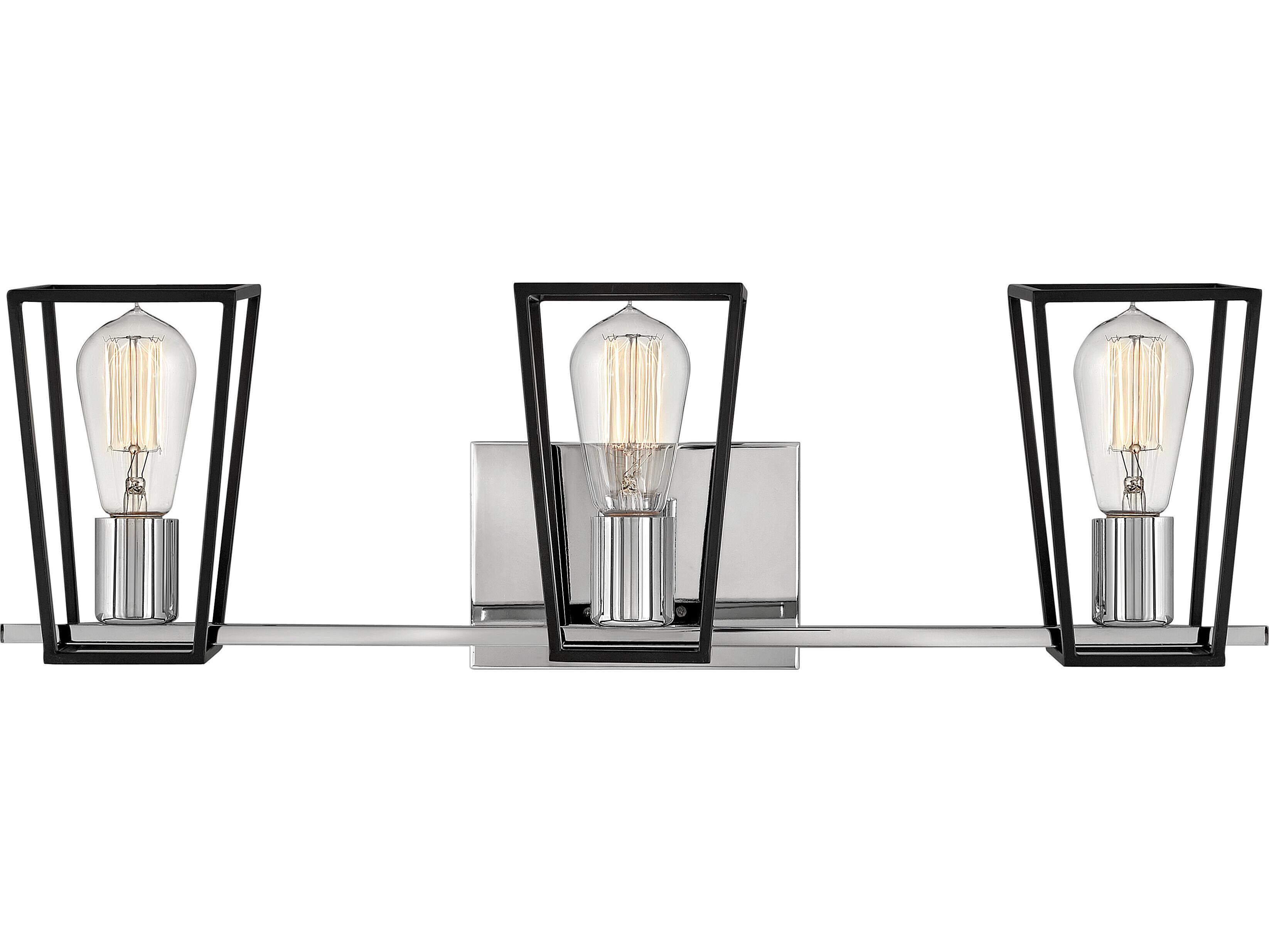 Hinkley Filmore 3-Light Chrome Black Vanity Light