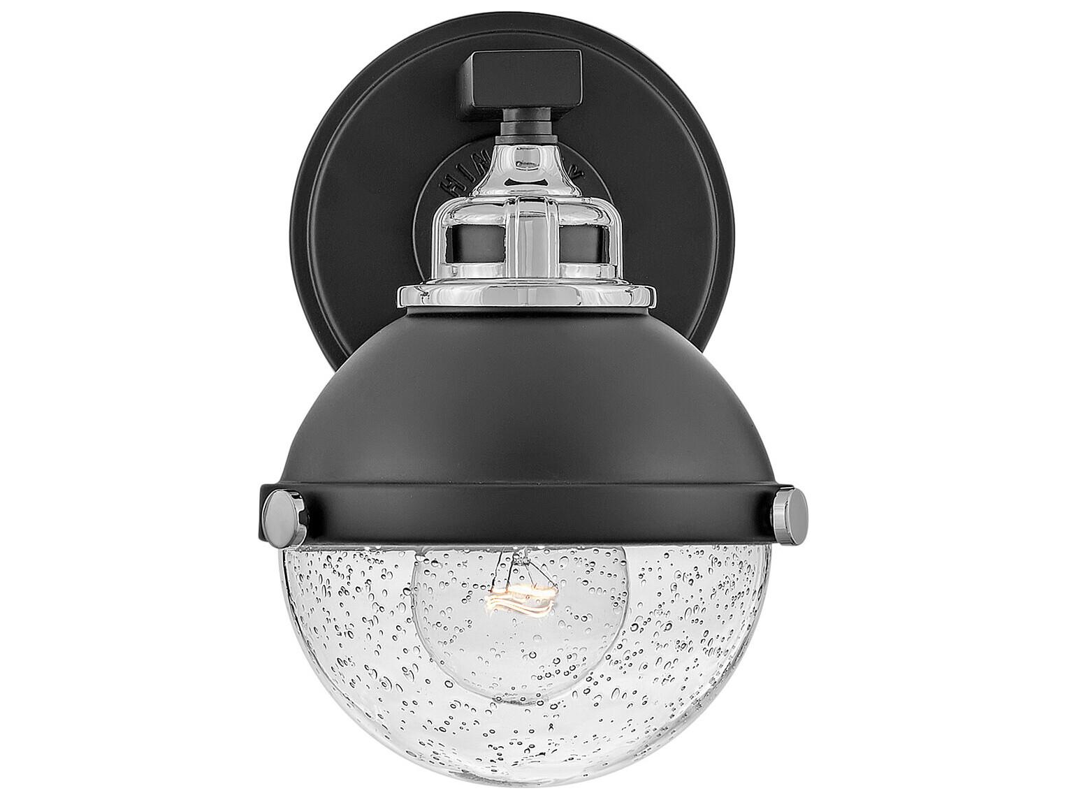 Hinkley Fletcher 1-Light Black Chrome Glass Wall Sconce