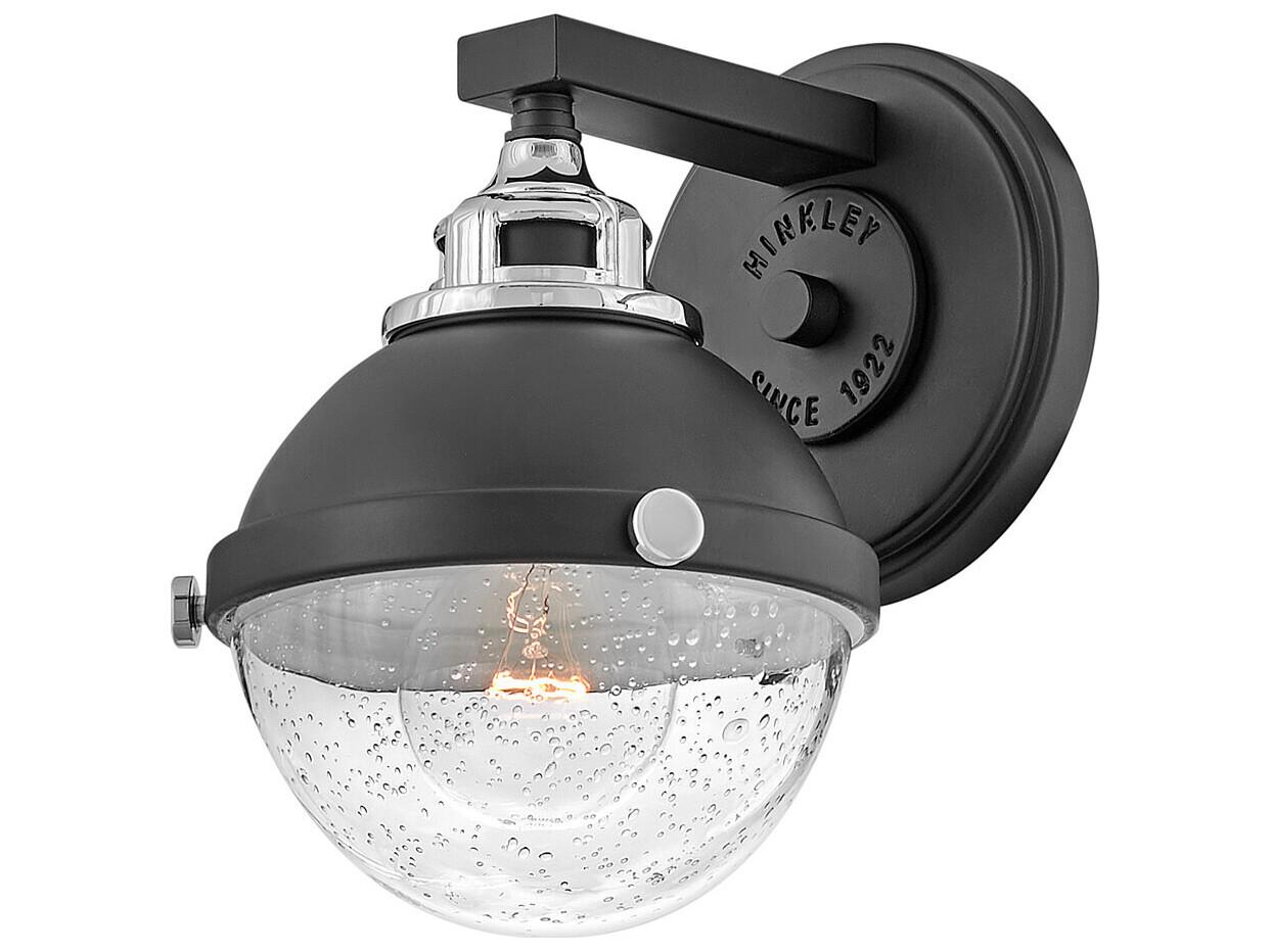 Hinkley Fletcher 1-Light Black Chrome Glass Wall Sconce
