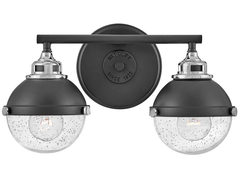 Hinkley Fletcher 2-Light Black Chrome Glass Vanity Light