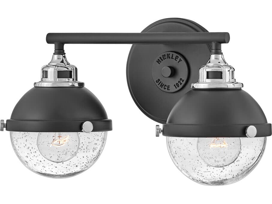 Hinkley Fletcher 2-Light Black Chrome Glass Vanity Light