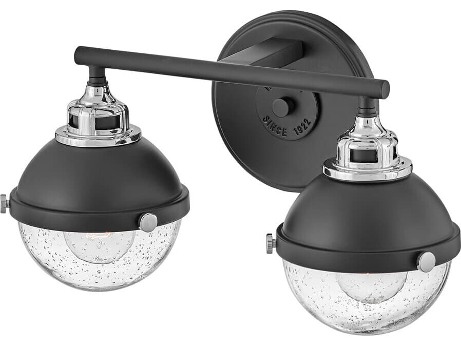 Hinkley Fletcher 2-Light Black Chrome Glass Vanity Light