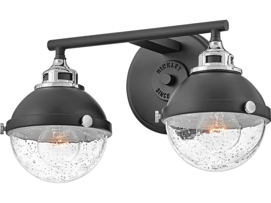 Hinkley Fletcher 2-Light Black Chrome Glass Vanity Light