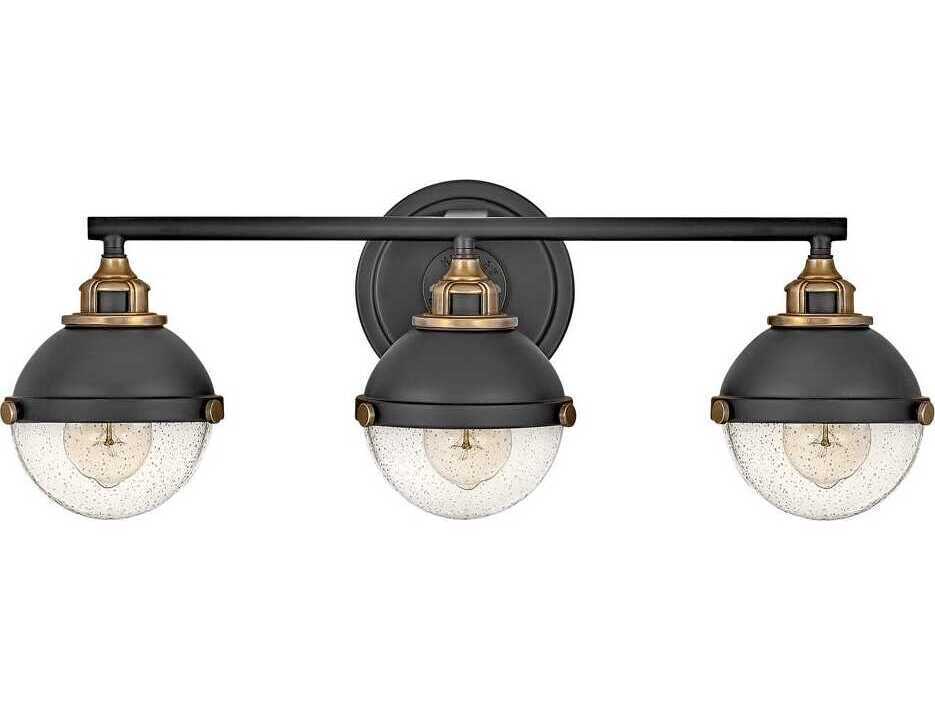 Hinkley Fletcher 3-Light Black Heritage Brass Vanity Light
