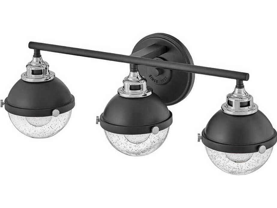 Hinkley Fletcher 3-Light Black Chrome Glass Vanity Light