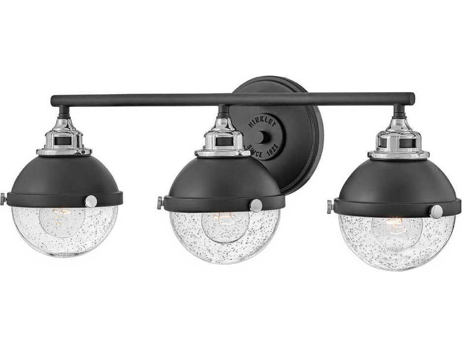 Hinkley Fletcher 3-Light Black Chrome Glass Vanity Light