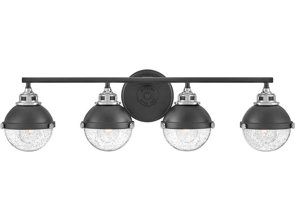 Hinkley Fletcher 4-Light Black Chrome Glass Vanity Light