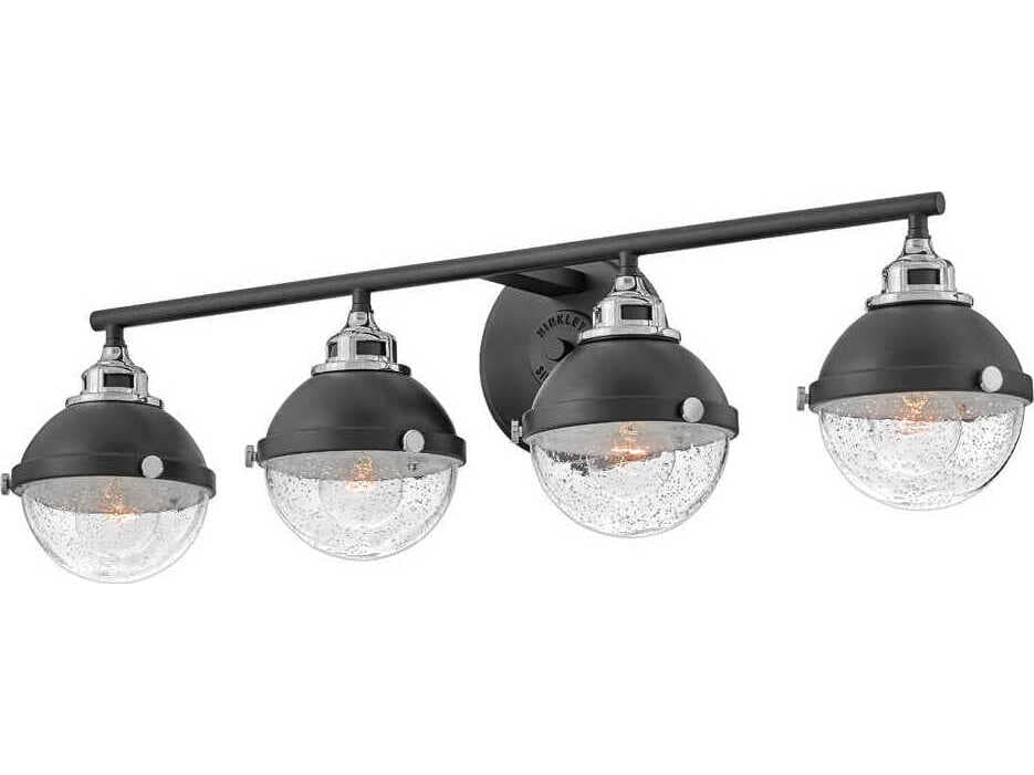 Hinkley Fletcher 4-Light Black Chrome Glass Vanity Light