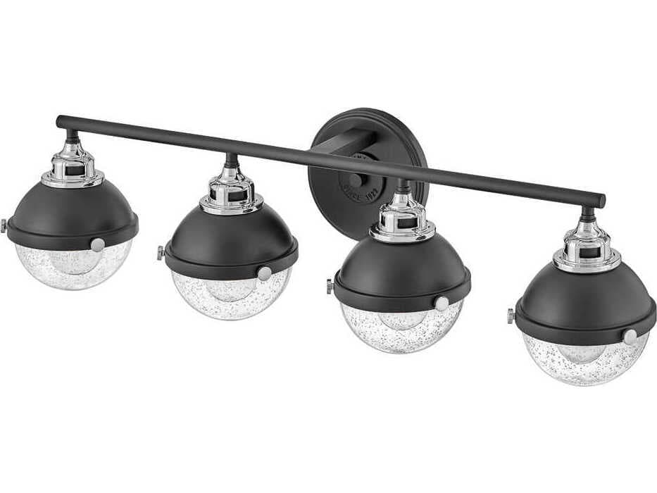 Hinkley Fletcher 4-Light Black Chrome Glass Vanity Light
