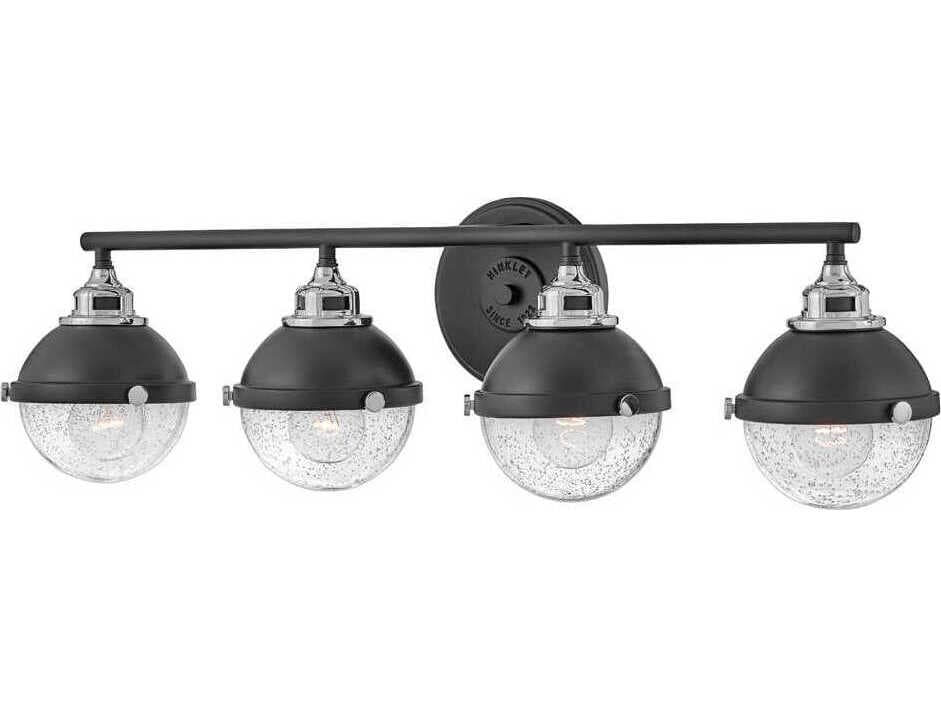 Hinkley Fletcher 4-Light Black Chrome Glass Vanity Light