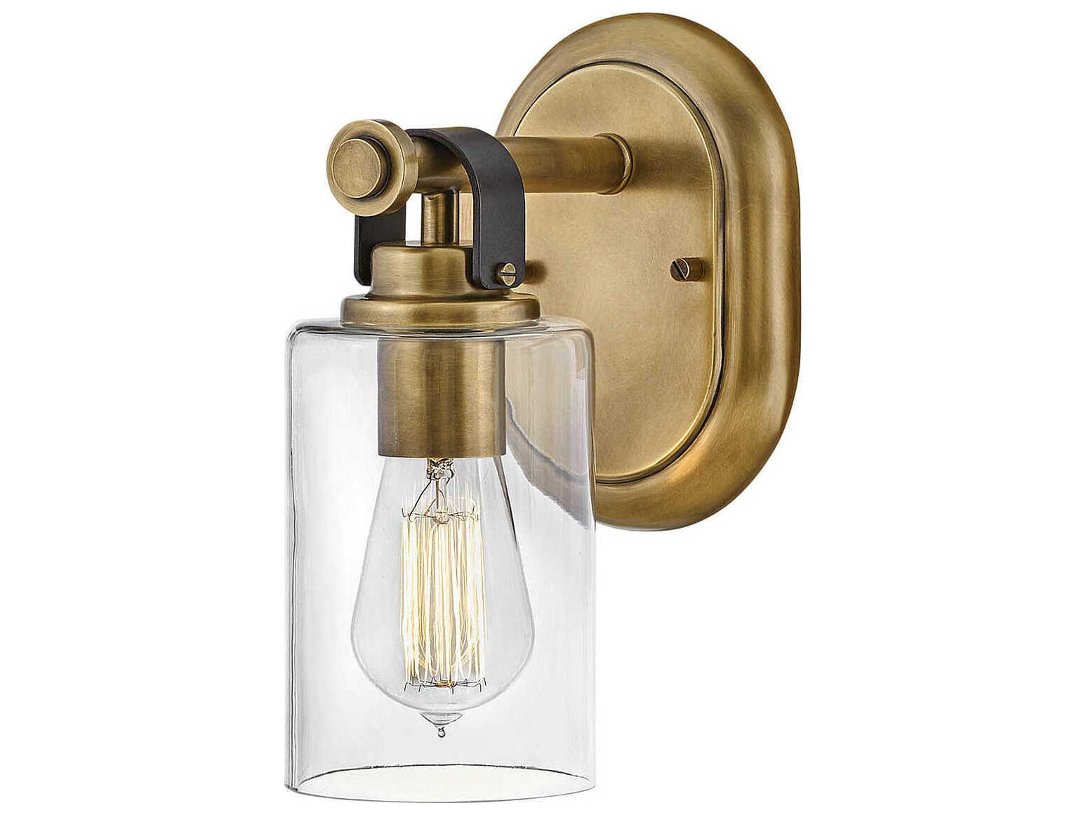 Hinkley Halstead 1-Light Heritage Brass Glass Wall Sconce