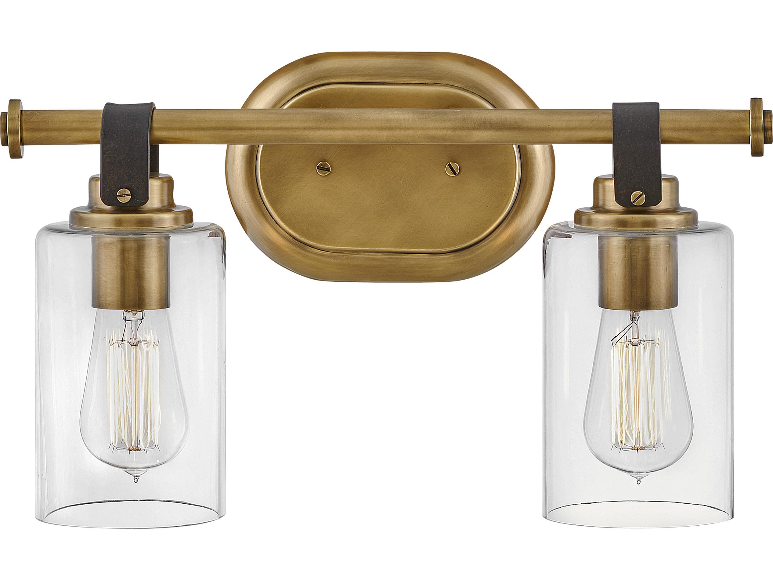 Hinkley Halstead 2-Light Heritage Brass Glass Vanity Light
