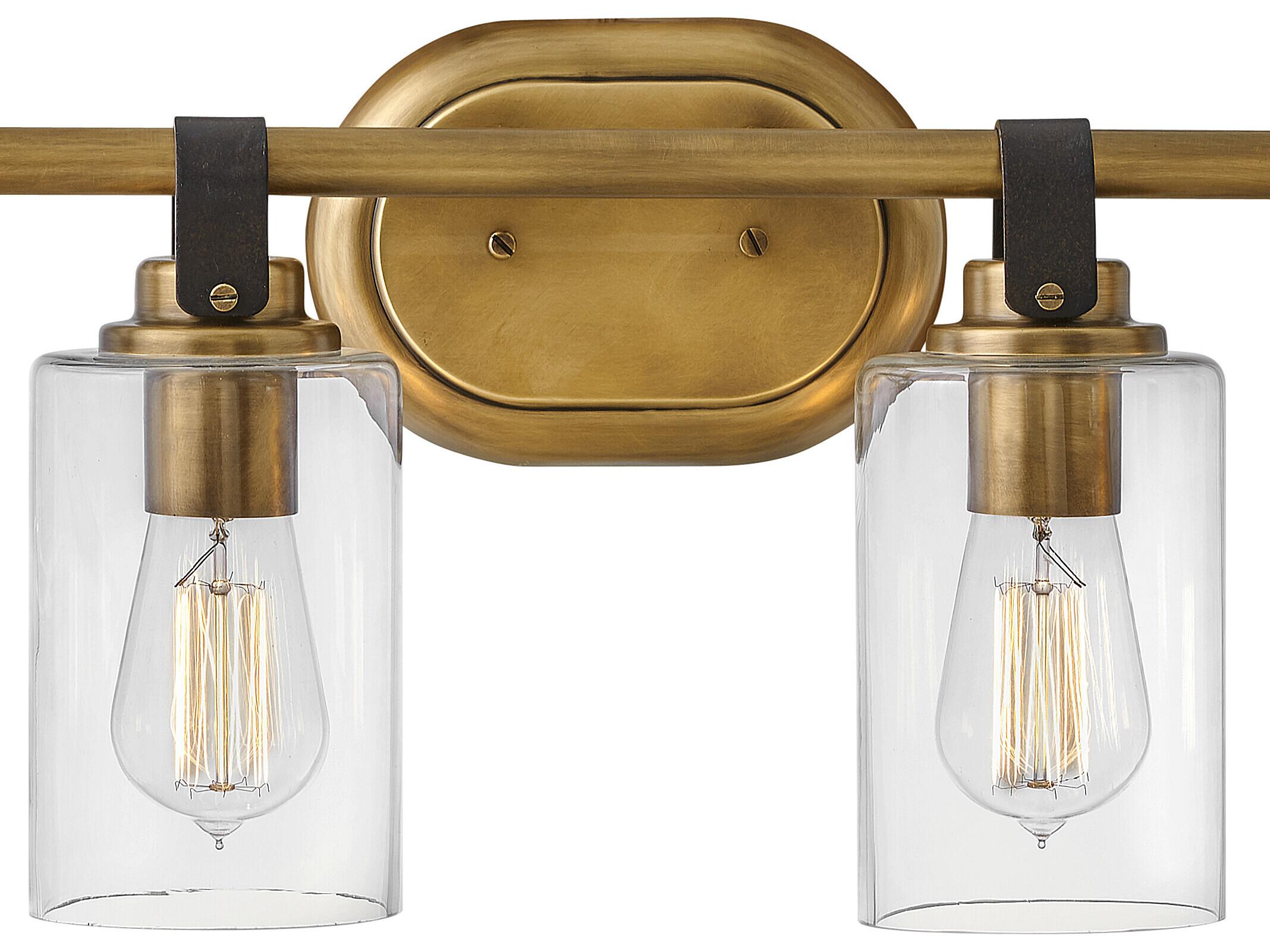 Hinkley Halstead 4-Light Heritage Brass Glass Vanity Light
