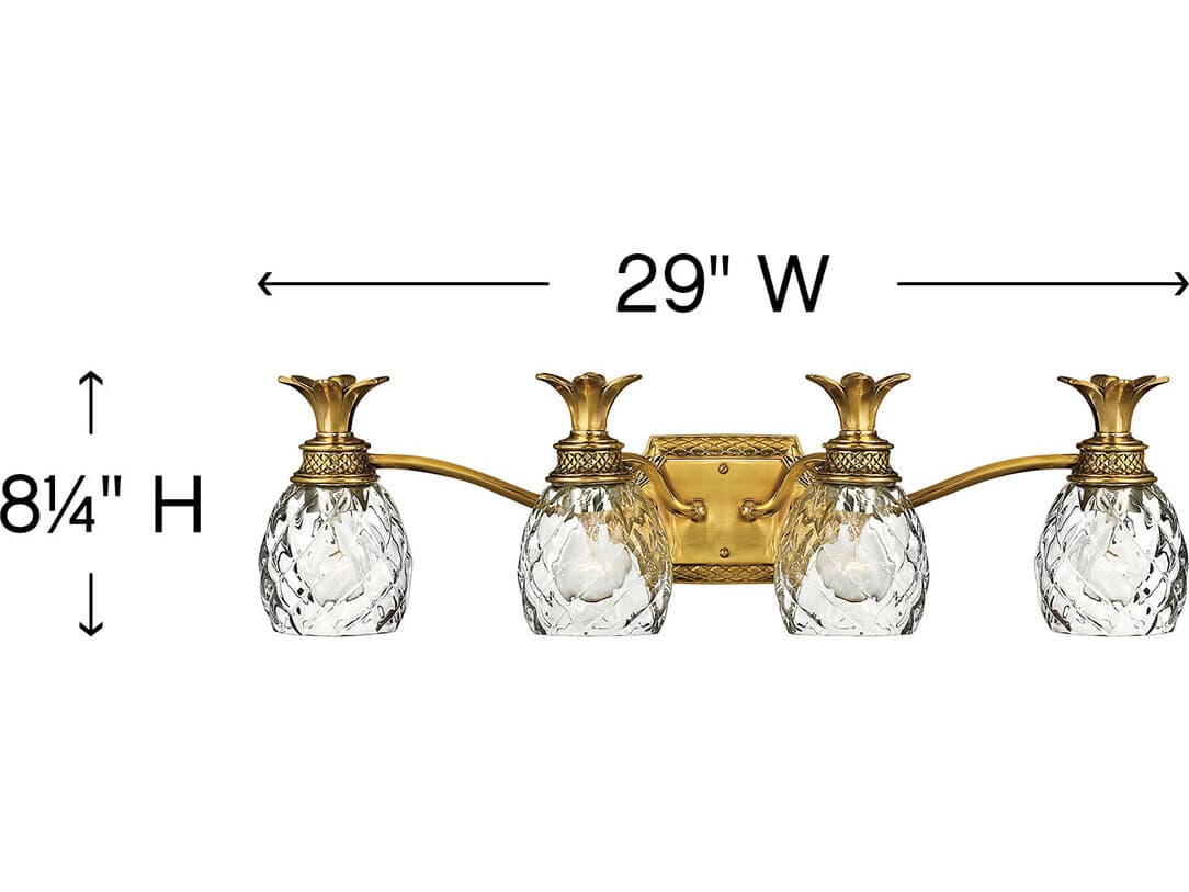 Hinkley Plantation 4-Light Burnished Brass Glass Vanity Light