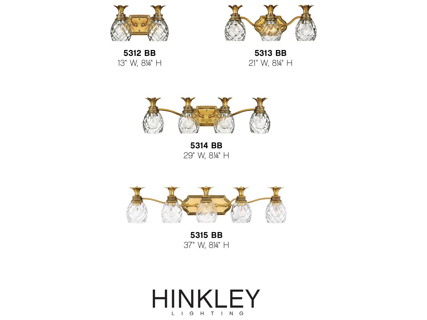 Hinkley Plantation 4-Light Burnished Brass Glass Vanity Light